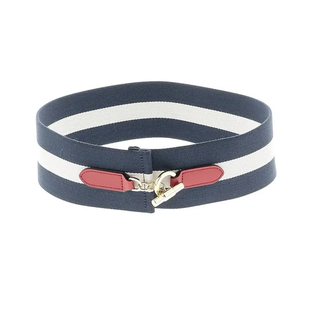 Lauren Ralph Lauren Striped Webbed Wide Belt Toggle Nautical Americana XS